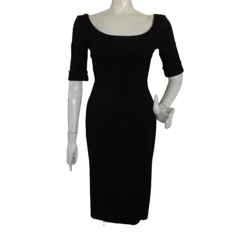 DIANE VON FURSTENBERG Dress, 4, Brianne, LBD Black, Wide neck, Short sleeve
